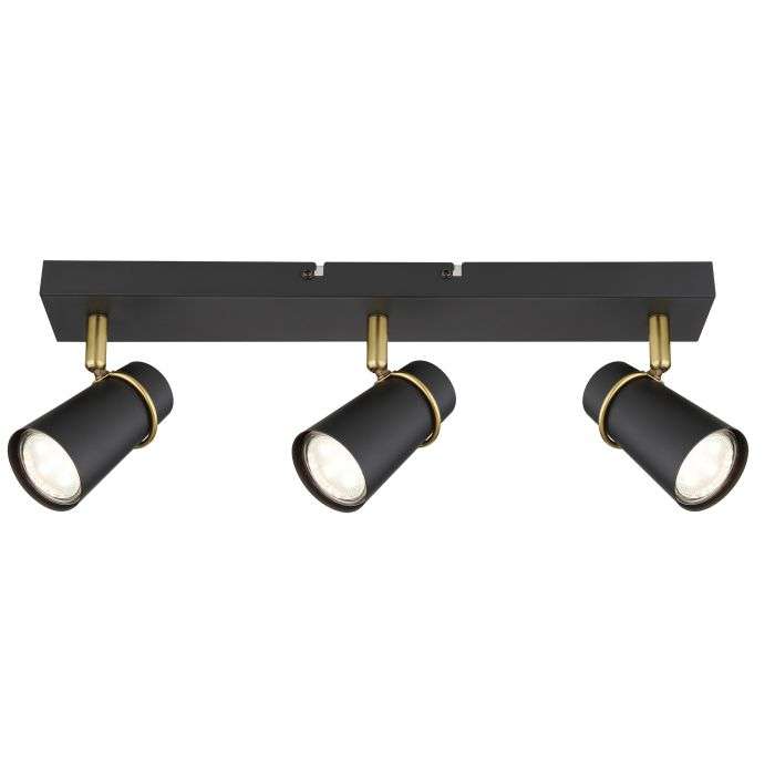 Bright Star Black & Antique Trim 3 Light Spotlight