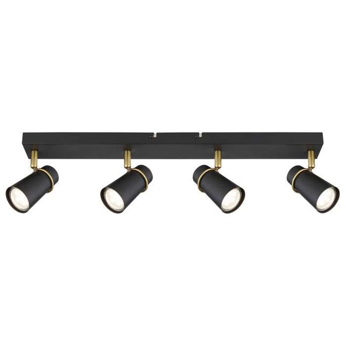 Bright Star Black & Antique Trim 4 Light Spotlight