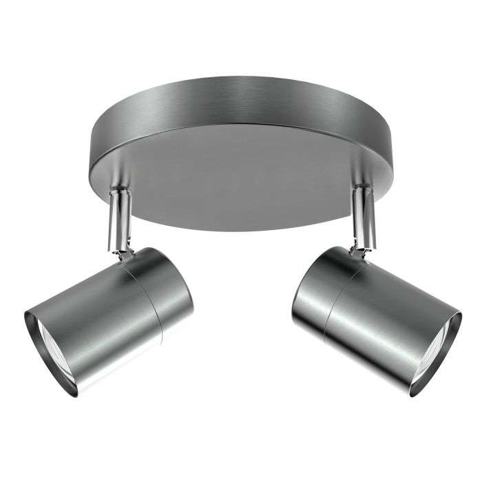 Bright Star Chrome 2 Light Spotlight Round Plate