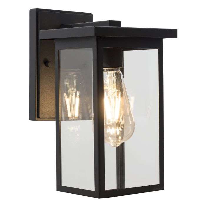 Bright Star Black & Square Glass Lantern Light