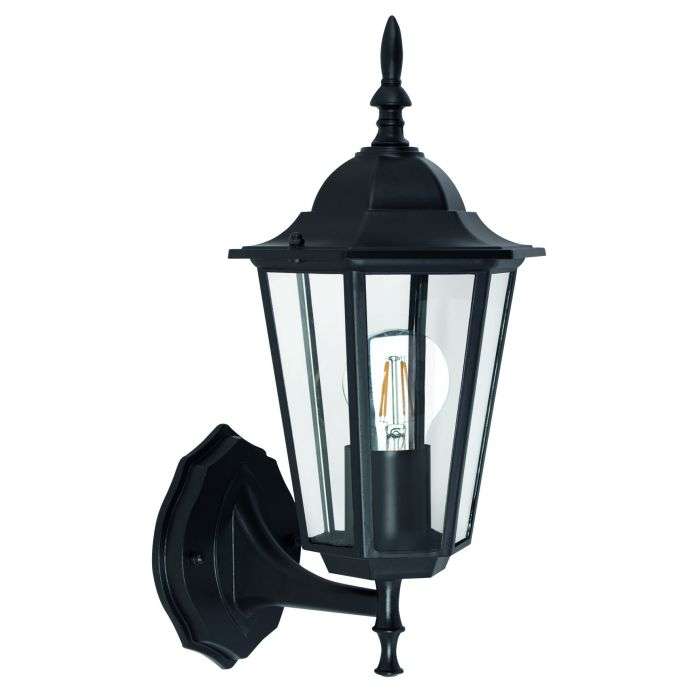 Bright Star Black Die Cast Aluminium Up Facing 6 Panel Lantern Light