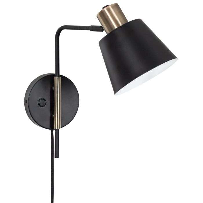 Bright Star Black & Brass Swivel Head Wall Light