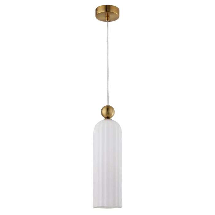 Bright Star White & Gold Glass Fluted Pendant 100mm