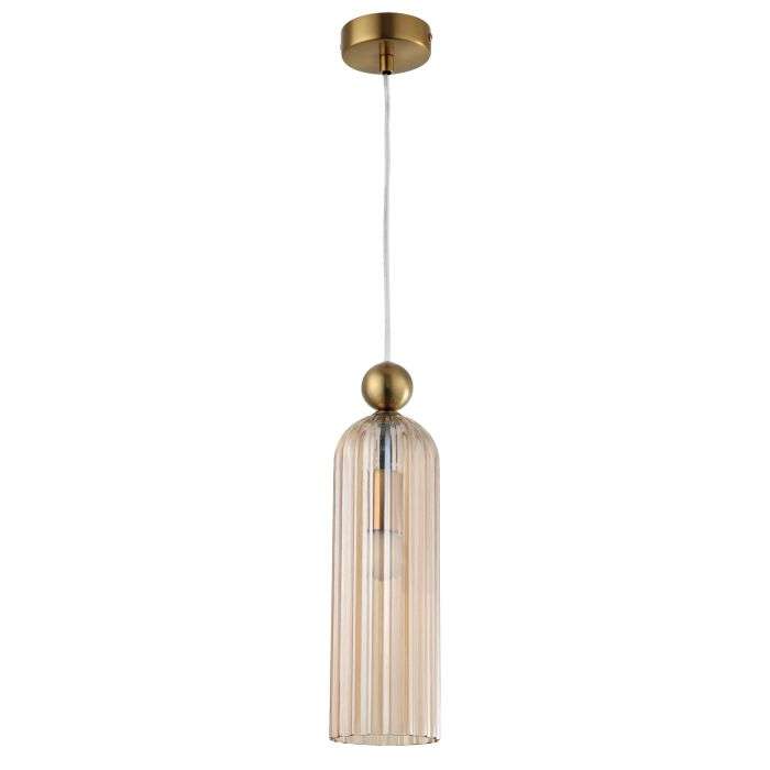 Bright Star Cognac & Gold Fluted Glass Pendant 100mm