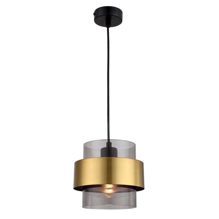 Bright Star Smoked Glass & Gold Pendant 180mm