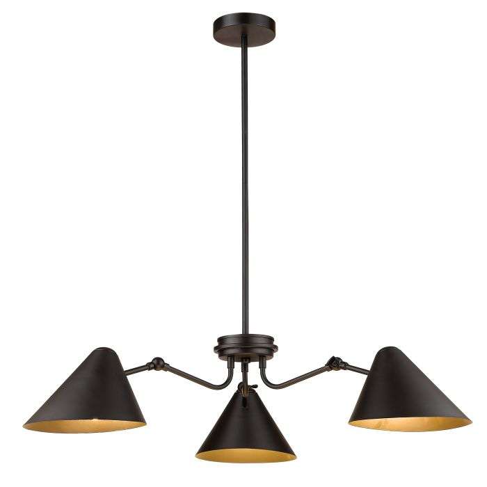 Bright Star Black & Gold 3 Lights Chandelier