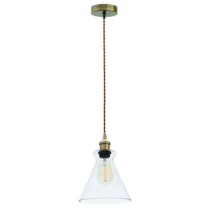 Bright Star Antique Bronze & Clear Glass Pendant 200mm