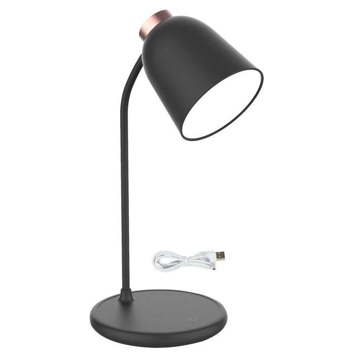 Bright Star Black & Rose Gold Table Light 4w Rechargeable LED