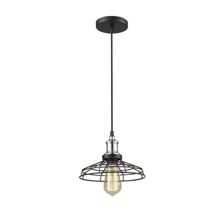 Radiant Black & Chrome Metal Grid Pendant 230mm