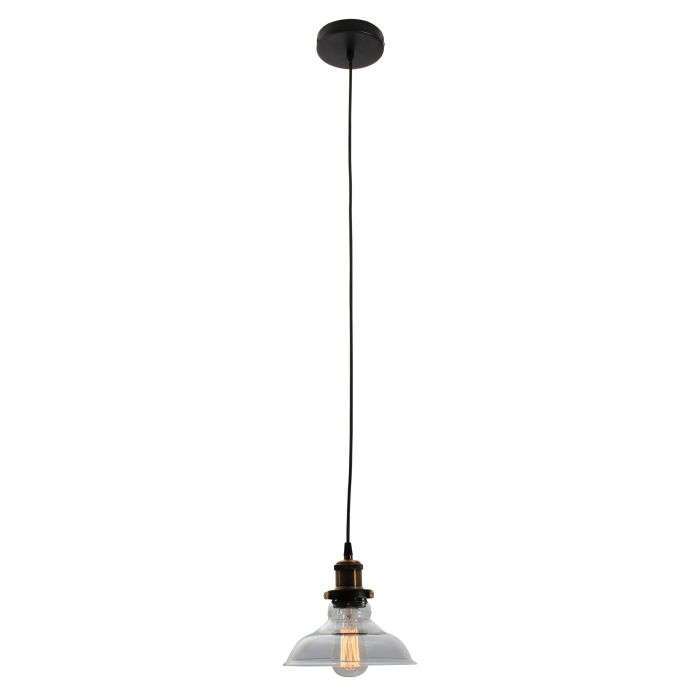 Eurolux Antique Brass & Clear Glass Farmhouse Pendant 200mm