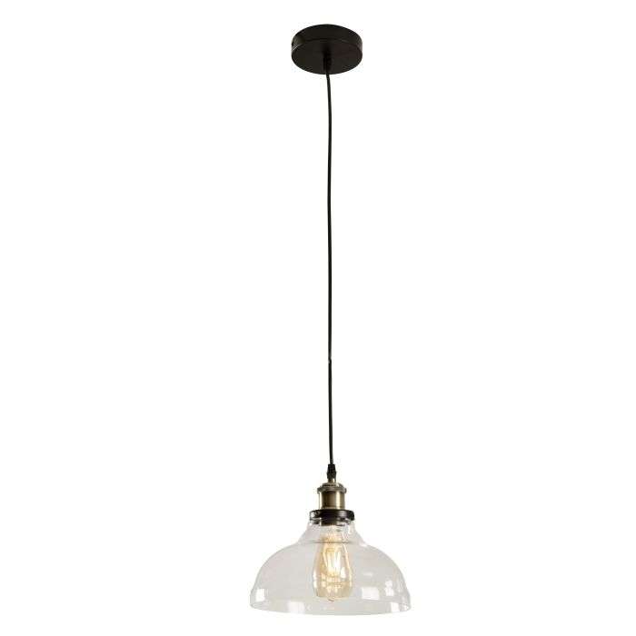 Eurolux Antique Brass & Clear Glass Farmhouse Pendant 280mm
