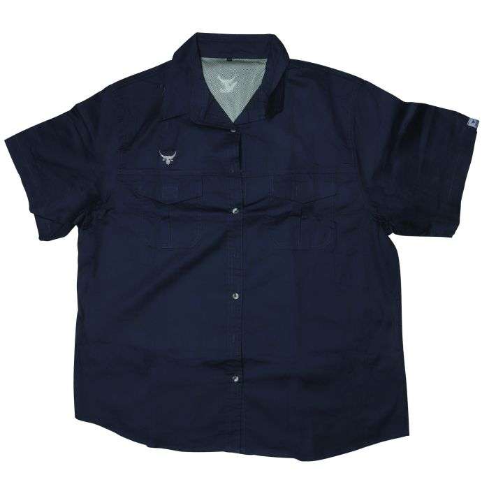 Bosbul Blue Double Stitched Vented Cotton Twirl Bush Shirts- L