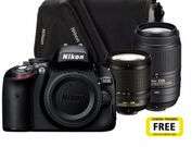 Nikon D5100 Body - 18-55VR + 55-300VR with free 8GB Lexar Card and Bag