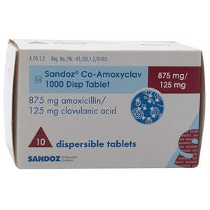 SANDOZ-CO-AMOXYCLAV 1G 10 DISP TABS