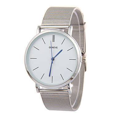 New Silver Casual Geneva Quartz Fashion Watch Women Metal Mesh Stainless Steel