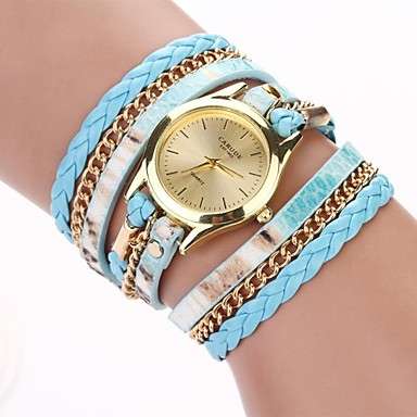 Women's Leopard Grain Woven Luxury Brand Quartz Wristwatch