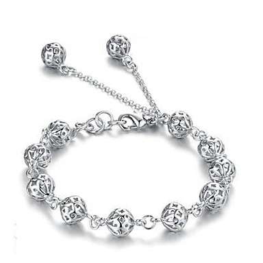 Women¿s Silver Plated Hollow Ball Bracelet Jewelry