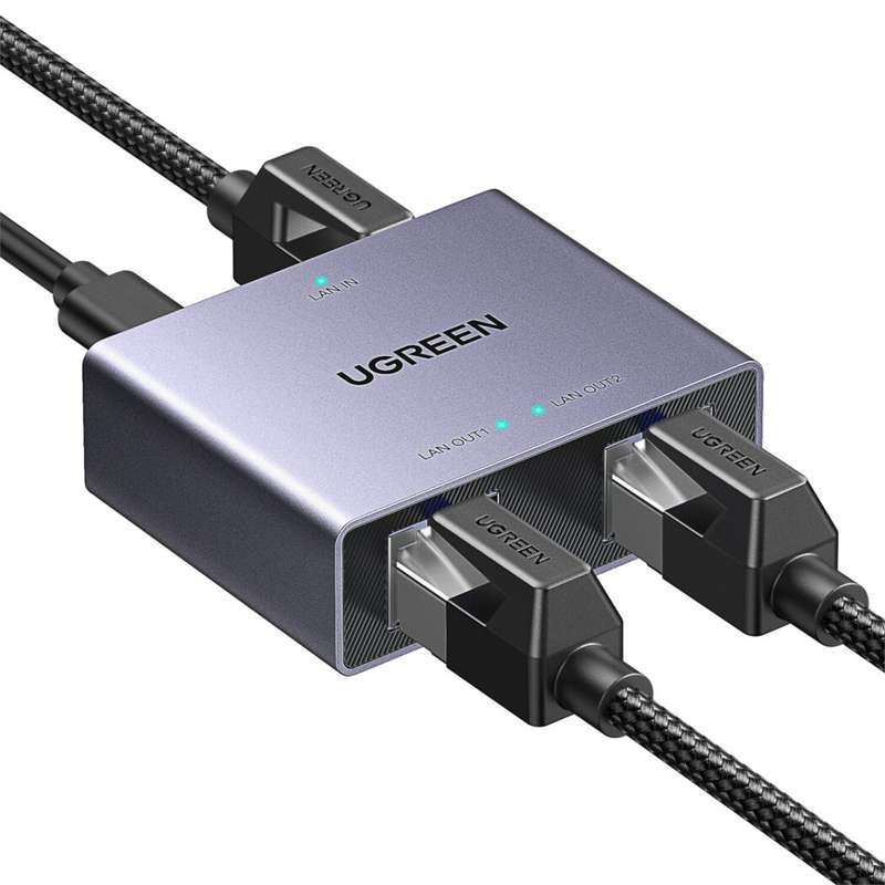 UGREEN 1-TO-2 GIGABIT ETHERNET SPLITTER, 1000MBPS LAN NETWORK ADAPTER | NW301-45311