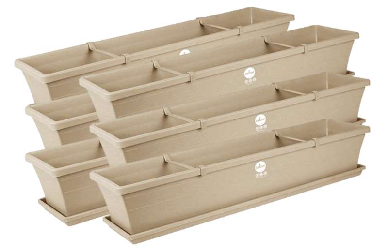 Bulk Pack 6 x Sebor Sill Planter & Saucer & Clips 75cm Beige