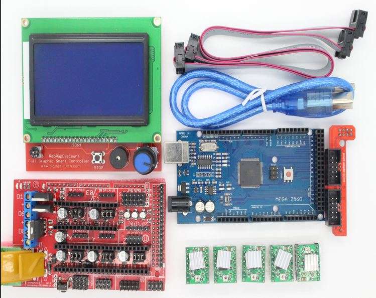 Stepper Driver Kit Mega 2560 R3 + RAMPS 1.4 + 5 A4988 Stepper Driver Modules+Printer Kit