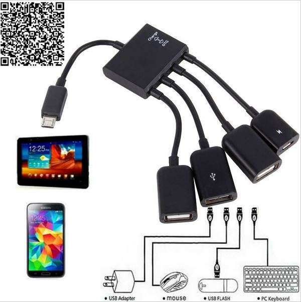 Micro USB Hub 4 Port to 1 Converter for Smartphones