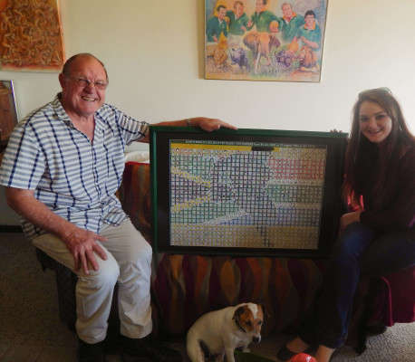 Springbok legende prof. Hannes Marais en Lize-Nari Schoeman by die plakkaat 