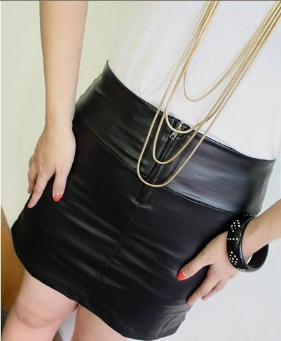 Black Leather Like Skirt - Medium