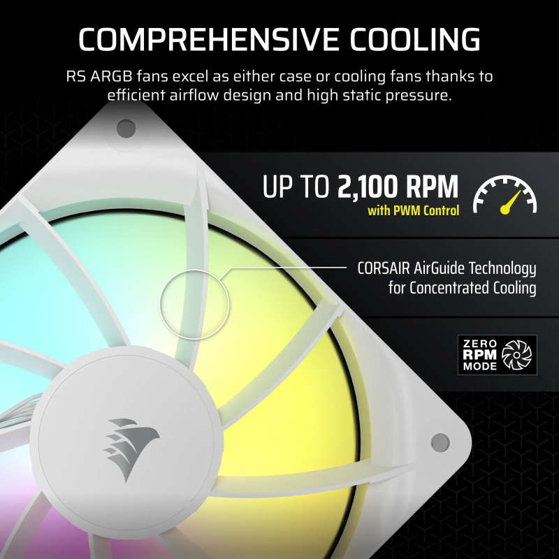 CORSAIR RS120 ARGB 120mm PWM Fan  White