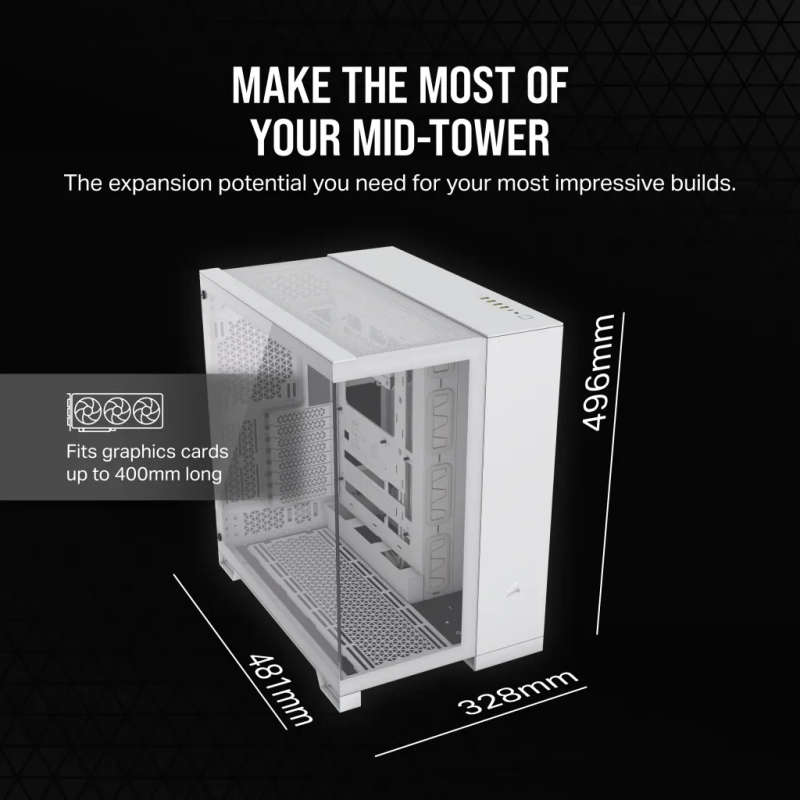 6500X Mid-Tower White Dual Chamber Pc Case; 2X 3.5'' 2X 2.5'' Drive Bays; Up To 360Mm Radiator Co...