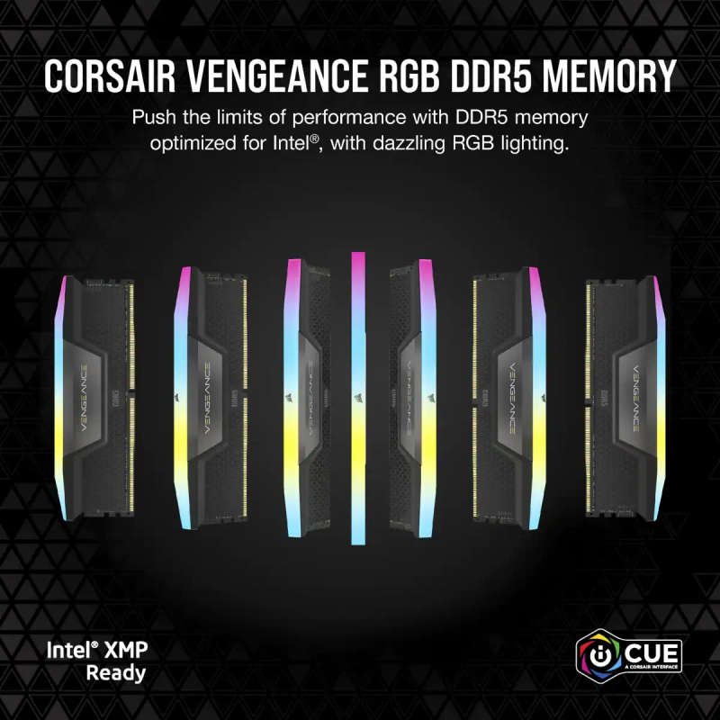 CORSAIR VENGEANCE RGB DDR5 32GB (2 x 16GB) DDR5 7200 CL34-44-44-96 1.45V Intel XMP - BLACK.