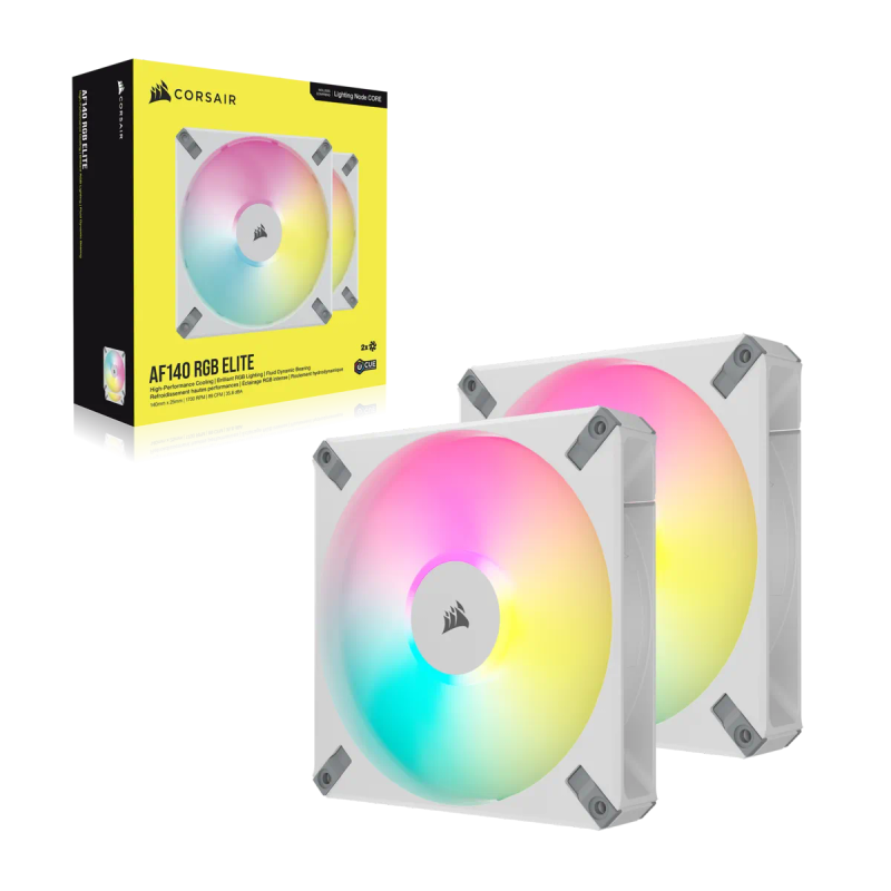 Corsair Af Elite Series; Af140 Rgb Elite White; 140Mm Fluid Dynamic Rgb Fan With Airguide; Dual P...