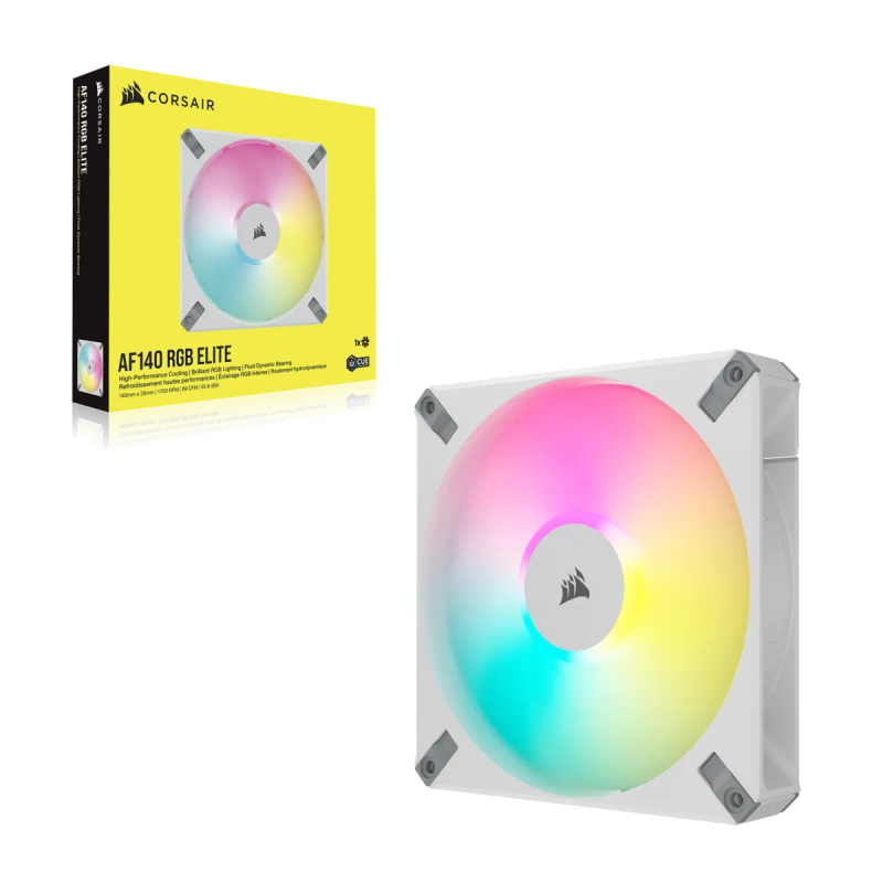Corsair Af Elite Series; Af140 Rgb Elite White; 140Mm Fluid Dynamic Rgb Fan With Airguide; Single...