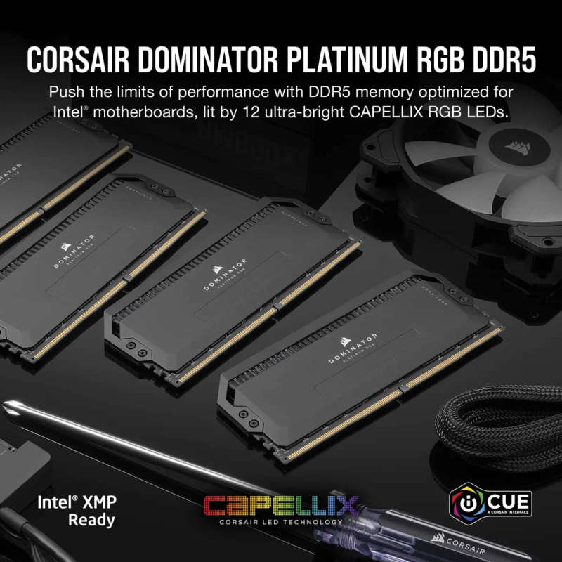 CORSAIR DOMINATOR RGB DDR5 32GB (2 x 16GB) DDR5 7200 CL34-44-44-96 1.45V Intel XMP - BLACK