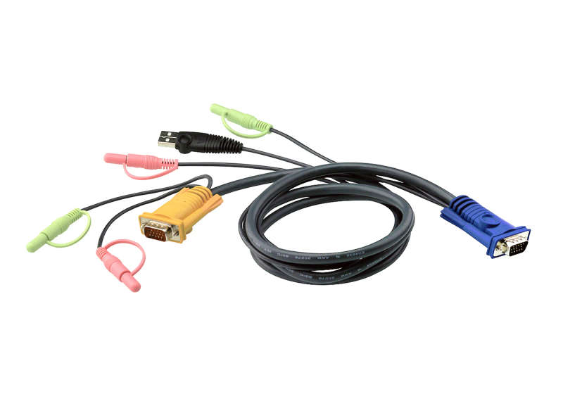 Aten 3M Usb Kvm Cable W Audio - Sphd15 & Audio To Vga Usb & Audio. (Speaker & Mic Support).
