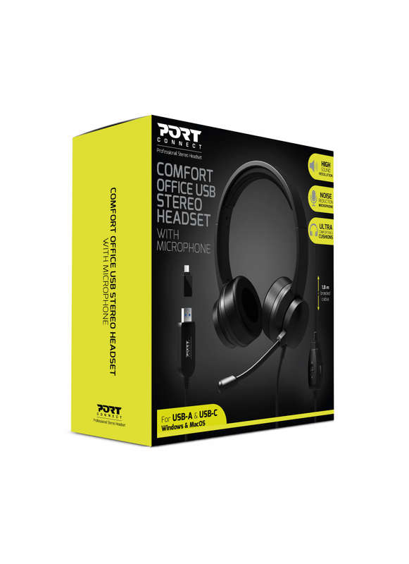 Port Headset - Mic - Usb A And Usb C - Black