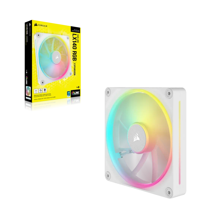 CORSAIR iCUE LINK LX140 RGB 120mm PWM Fan - Dual Light Loops  Requires iCUE LINK System Hub (S...