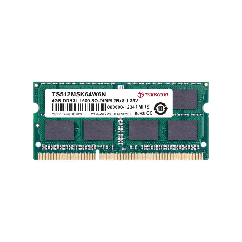 Transcend 4Gb Low Dual Voltage Ddr3-1600 Dual Rank So-Dimm 2Rx8 Cl11