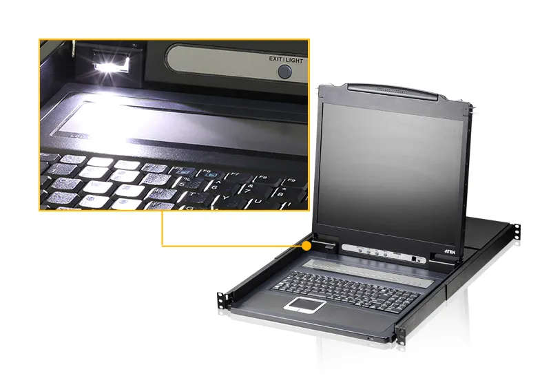 8P Ps 2-Usb Vga 19'' Lcd Kvm Switch W (Usa Kb Spkb) W (Us Eu) Cord Aten