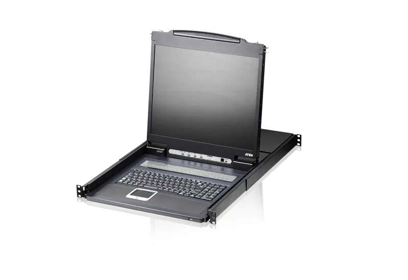 8P Ps 2-Usb Vga 19'' Lcd Kvm Switch W (Usa Kb Spkb) W (Us Eu) Cord Aten