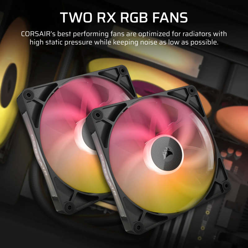 Corsair Icue Link Titan 280 Rx Rgb Liquid Cpu Cooler - Rx140 Rgb Fans  Fits Intel® Lga 1851 1...