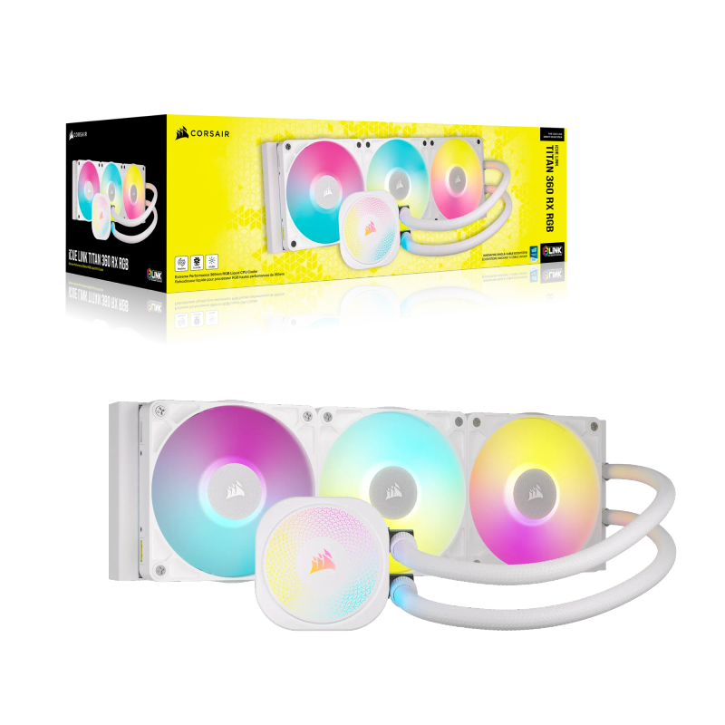 Corsair Icue Link Titan 360 Rx Rgb Liquid Cpu Cooler - White  Rx120 Rgb Fans  Fits Intel® ...