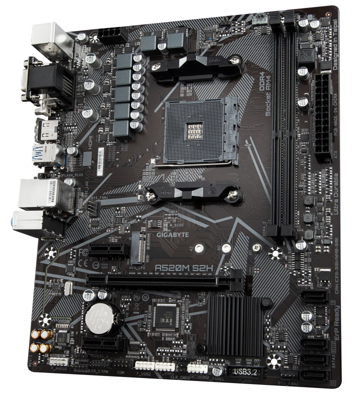 Gigabyte Amd A520M-S2H For 3Rd Generation Amd Ryzen Processors 2X Dual Ddr4 1X M2 Hdmi Dvi Vga.