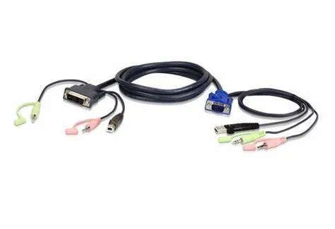 Aten 3M Usb Vga To Dvi-A Kvm Cable With Audio - High-Quality Connectivity For Pc And Console