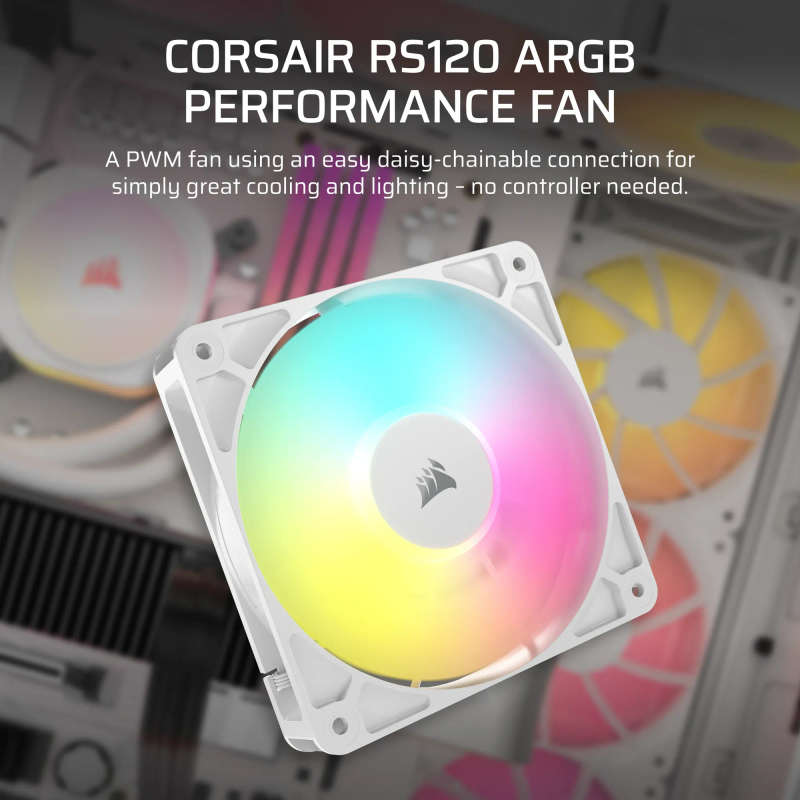 CORSAIR RS120 ARGB 120mm PWM Fan  White