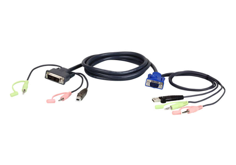 Aten 3M Usb Vga To Dvi-A Kvm Cable With Audio - High-Quality Connectivity For Pc And Console