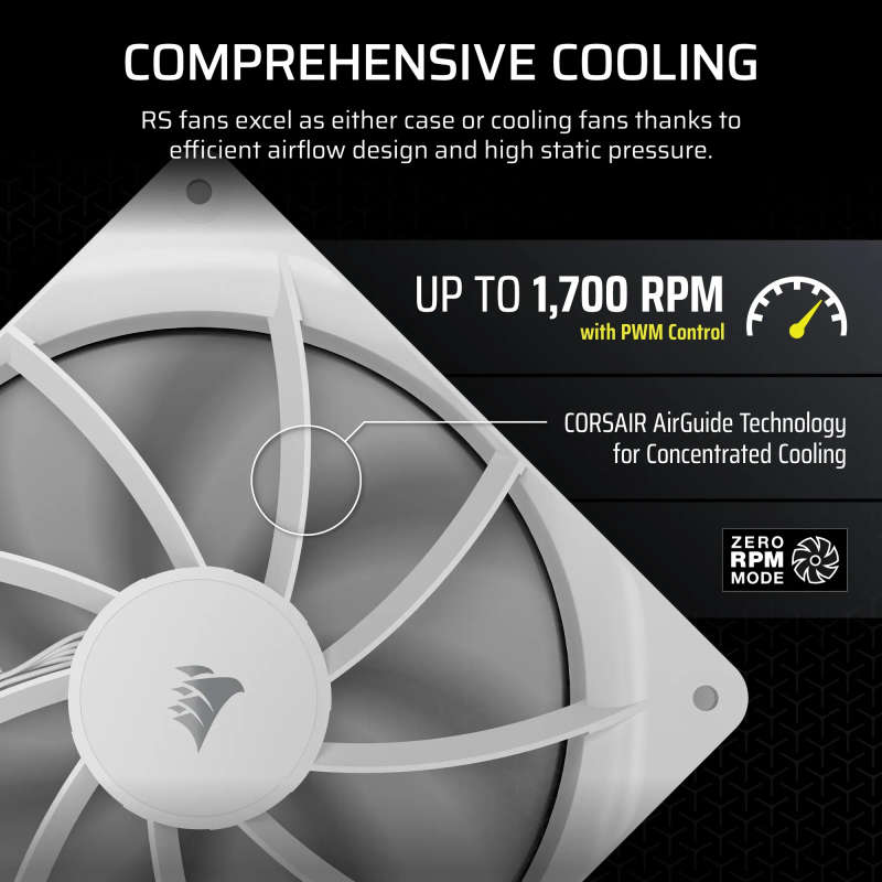 CORSAIR RS140 140mm PWM Fan  White