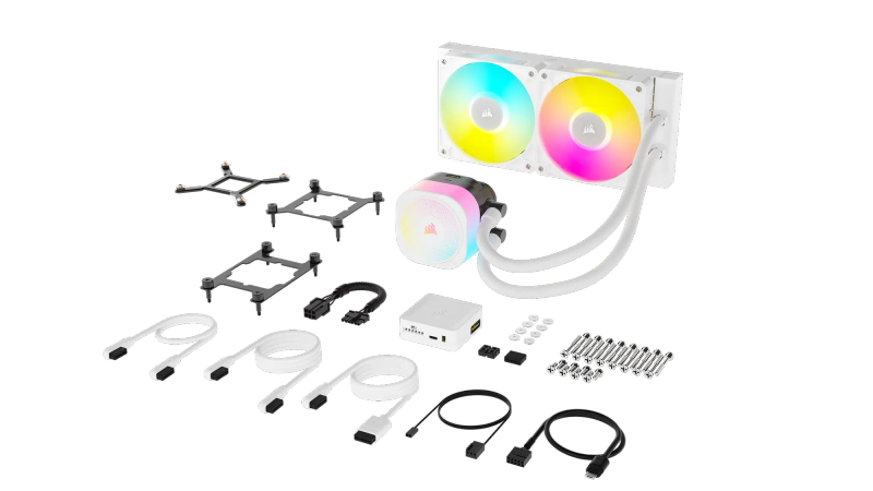 Corsair Icue Link Titan 240 Rx Rgb Liquid Cpu Cooler - White  Rx120 Rgb Fans  Fits Intel® ...