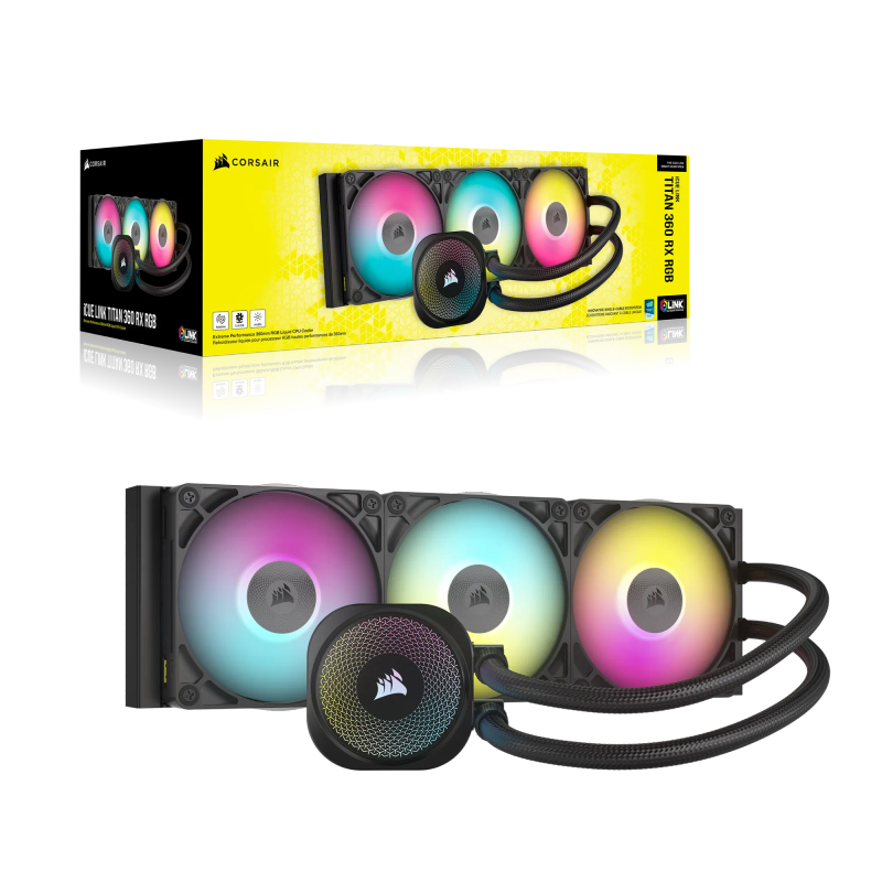 Corsair Icue Link Titan 360 Rx Rgb Liquid Cpu Cooler  Rx120 Rgb Fans  Fits Intel® Lga 1851...