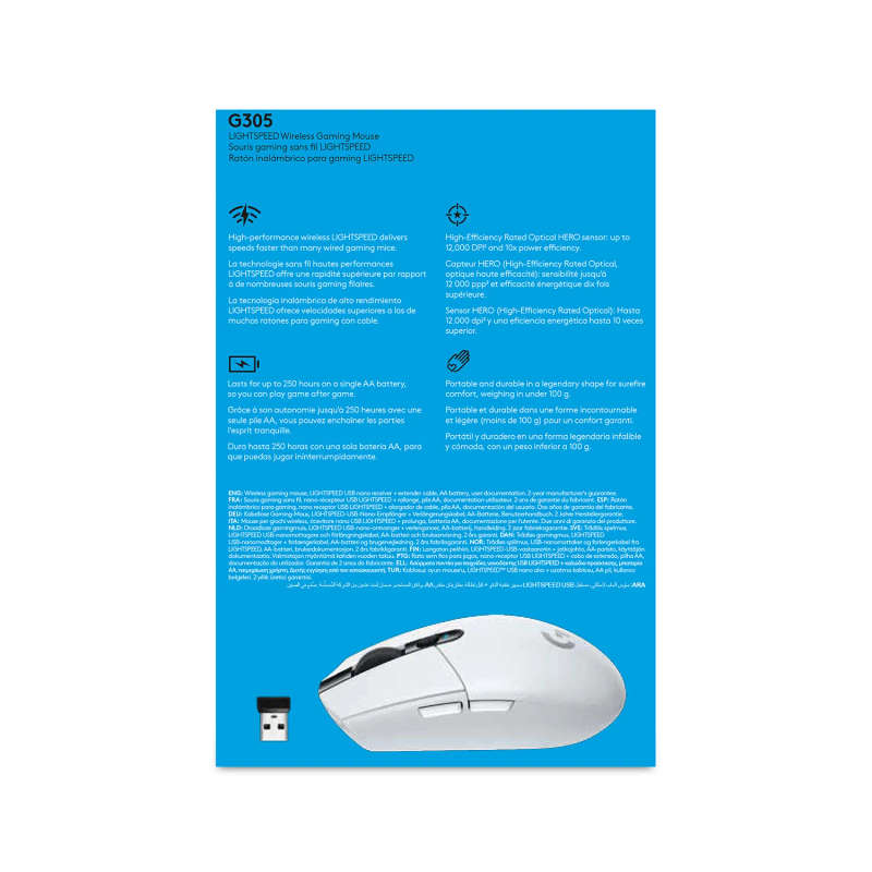Logitechâ® G305 Lightspeed Wireless Gaming Mouse - White - 2.4Ghz Bt - N A - Ewr2 - G305