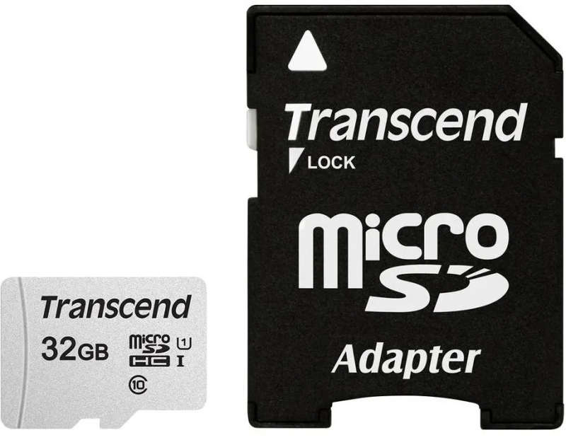 Transcend 300S 32Gb Micro Sd Uhs-1 U1 Class10 - Read 95Mb S - Write 45Mb S With Adaptor -Tlc